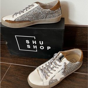 SHU SHOP silver sparkle Paula sneakers size 8 1/2